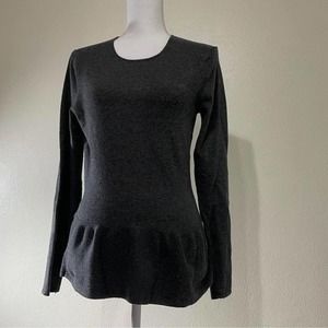 Ann Taylor long sleeve dark gray with ruffle at waist. Size Medium